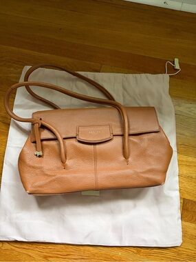 RADLEY LONDON Cognac Brown Pebbled Leather Satchel with Dust Bag